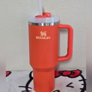 Stanley Orange Insulated Travel Tumbler with Handle and Straw